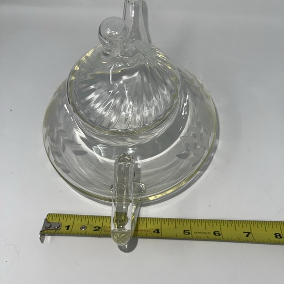 Vintage Clear Etched Glass Pyrex Tea Teapot Kettle Flower Leaves Etching - Picture 15 of 16